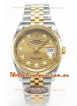 Rolex Super Clone Datejust ETA 3235 Movement 36MM Two Tone Yellow Gold Swiss Fluted Dial