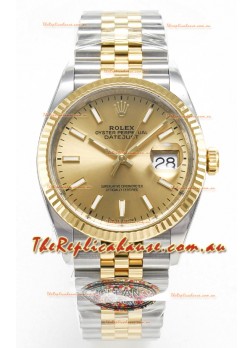 Rolex Super Clone Datejust ETA 3235 Movement 36MM Two Tone Yellow Gold Swiss Gold Dial