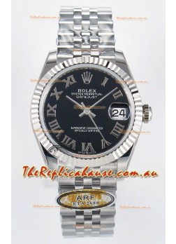 Rolex Super Clone Datejust ETA 2688 Movement 31MM Stainless Steel Black Roman Dial Watch 