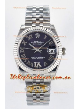 Rolex Super Clone Datejust ETA 2688 Movement 31MM Stainless Steel Purple Roman Dial Watch 