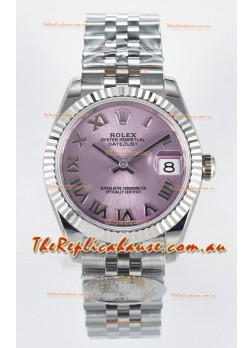 Rolex Super Clone Datejust ETA 2688 Movement 31MM Stainless Steel Pink Roman Dial Watch 