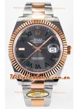 Rolex Super Clone Datejust ETA 3235 Movement 41MM Two Tone Rose Gold Plating Roman Dial Watch