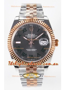 Rolex Super Clone Datejust ETA 3235 Movement 41MM Two Tone Rose Gold Plating Roman Dial Watch