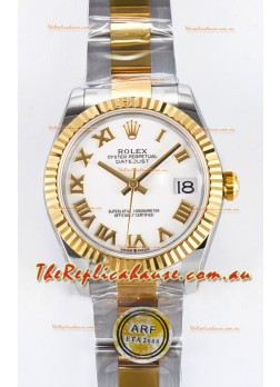 Rolex Super Clone Datejust ETA 2688 Movement 31MM Two Tone Yellow Gold Swiss White Dial