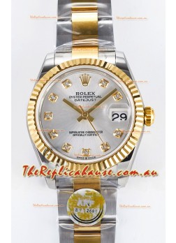 Rolex Super Clone Datejust ETA 2688 Movement 31MM Two Tone Yellow Gold Swiss Silver Dial
