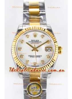 Rolex Super Clone Datejust ETA 2688 Movement 31MM Two Tone Yellow Gold Swiss Pearl Dial