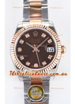 Rolex Super Clone Datejust ETA 2688 Movement 31MM Two Tone Rose Gold Swiss Brown Dial