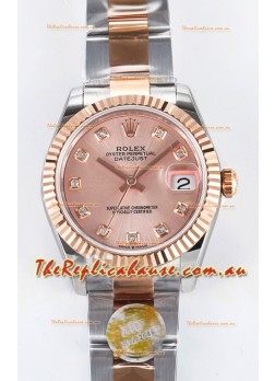 Rolex Super Clone Datejust ETA 2688 Movement 31MM Two Tone Rose Gold Casing and Dial 