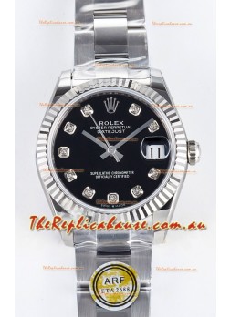 Rolex Super Clone Datejust ETA 2688 Movement 31MM Stainless Steel Black Dial Watch 