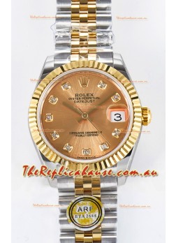 Rolex Super Clone Datejust ETA 2688 Movement 31MM Two Tone Yellow Gold Casing and Dial 