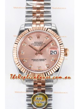 Rolex Super Clone Datejust ETA 2688 Movement 31MM Two Tone Rose Gold Swiss Champange Dial