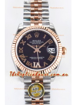 Rolex Super Clone Datejust ETA 2688 Movement 31MM Two Tone Rose Gold Swiss Purple Dial