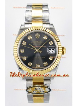 Rolex Super Clone Datejust ETA 2688 Movement 31MM Two Tone Yellow Gold Grey Dial