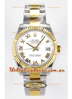Rolex Super Clone Datejust ETA 2688 Movement 31MM Two Tone Yellow Gold Watch White Dial