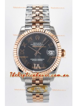 Rolex Super Clone Datejust ETA 2688 Movement 31MM Two Tone Rose Gold Swiss Grey Dial