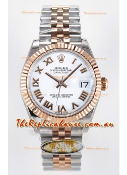 Rolex Super Clone Datejust ETA 2688 Movement 31MM Two Tone Rose Gold Swiss White Dial