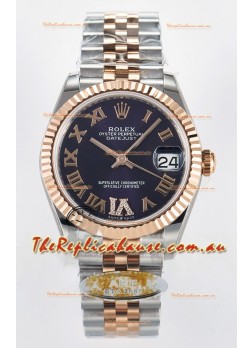 Rolex Super Clone Datejust ETA 2688 Movement 31MM Two Tone Rose Gold Swiss Purple Dial