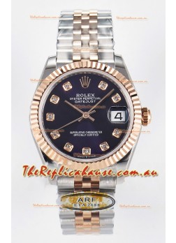 Rolex Super Clone Datejust ETA 2688 Movement 31MM Two Tone Rose Gold Swiss Purple Dial