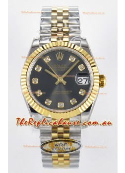 Rolex Super Clone Datejust ETA 2688 Movement 31MM Two Tone Yellow Gold Swiss Grey Dial