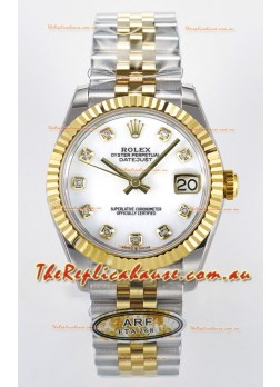 Rolex Super Clone Datejust ETA 2688 Movement 31MM Two Tone Yellow Gold Swiss White Dial
