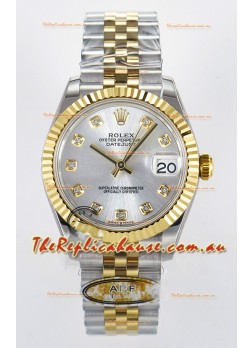 Rolex Super Clone Datejust ETA 2688 Movement 31MM Two Tone Yellow Gold Swiss Silver Dial