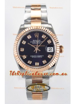 Rolex Super Clone Datejust ETA 2688 Movement 31MM Two Tone Rose Gold Swiss Purple Dial
