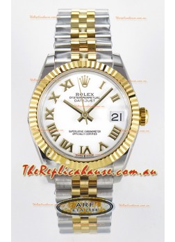 Rolex Super Clone Datejust ETA 2688 Movement 31MM Two Tone Yellow Gold Swiss White Dial