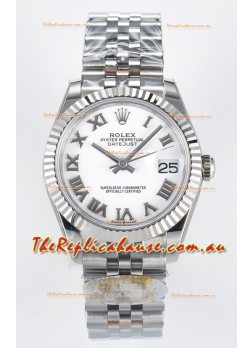 Rolex Super Clone Datejust ETA 2688 Movement 31MM Stainless Steel White Roman Dial Watch 
