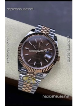 Rolex Datejust 126331 41MM ETA3235 72 Hours Power Brown Dial Jubilee 1:1 Mirror Replica in Rose Gold 904L Steel