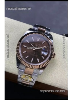 Rolex Datejust 126331 41MM ETA3235 72 Hours Power Brown Dial Oyster 1:1 Mirror Replica in Rose Gold 904L Steel
