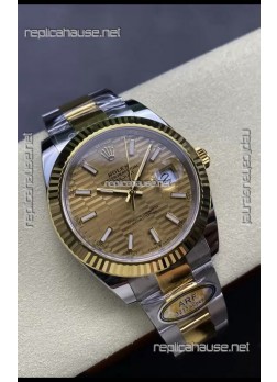 Rolex Datejust M126333 41MM ETA3235 72 Hours Power Fluted Dial Oyster 1:1 Mirror Replica Yellow Gold 904L Steel