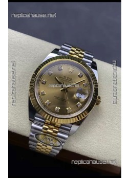 Rolex Datejust M126333 41MM ETA3235 72 Hours Power Gold Diamonds Dial 1:1 Mirror Replica Yellow Gold 904L Steel