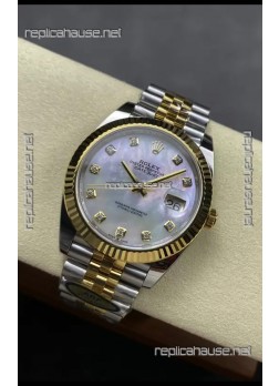 Rolex Datejust M126333 41MM ETA3235 72 Hours Power Pearl Dial Jubilee 1:1 Mirror Replica Yellow Gold 904L Steel