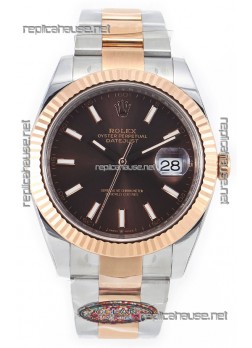 Rolex Datejust M126333 41MM ETA3235 72 Hours Power Brown Dial Oyster 1:1 Mirror Replica Rose Gold 904L Steel