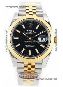 Rolex Datejust M126333 41MM ETA3235 72 Hours Power Black Dial Jubilee 1:1 Mirror Replica Yellow Gold 904L Steel