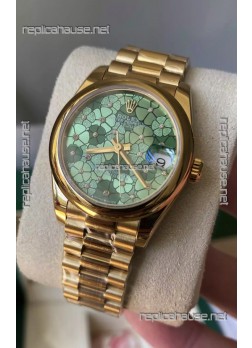Rolex Datejust M278248 31MM Swiss Replica in Gold - Green Motif Dial 1:1 Mirror Quality