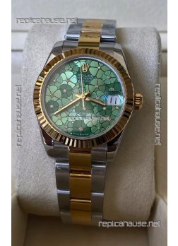 Rolex Datejust M278273 31MM Swiss Replica in Two Tone Yellow Gold - Green Motif Dial 1:1 Mirror Quality