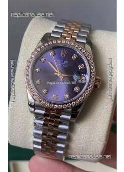 Rolex Datejust M278381RBR 31MM Swiss Replica Two Tone Rose Gold - Blue Dial 1:1 Mirror Quality