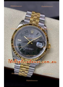 Rolex Datejust 36MM Cal.3135 Movement Swiss Replica Watch in 904L Steel Two Tone Grey Dial