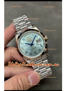 Rolex Day Date Presidential Stainless Steel ICE Blue Arab Dial Watch 40MM - 1:1 Mirror Quality