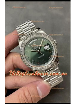 Rolex Day Date Presidential Stainless Steel Olive Green Arab Dial Watch 40MM - 1:1 Mirror Quality
