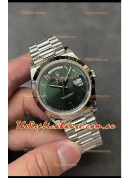 Rolex Day Date Presidential Stainless Steel Olive Green Arab Dial Watch 40MM - 1:1 Mirror Quality