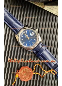 Rolex Day Date 904L Steel Casing Watch in Blue Dial 36MM - 1:1 Mirror Quality 