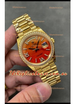 Rolex Day Date Carnelian 18K Yellow Gold Watch 36MM - 1:1 Mirror Replica Watch 