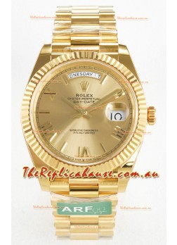 Rolex Day Date Super Clone 18K Yellow Gold Watch 40MM - Gold Dial 1:1 Mirror Quality