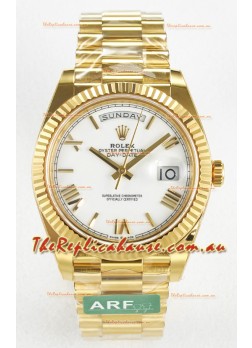Rolex Day Date Super Clone 18K Yellow Gold Watch 40MM - White Dial 1:1 Mirror Quality