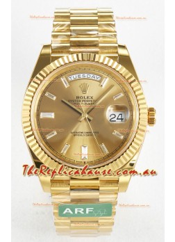 Rolex Day Date Super Clone 18K Yellow Gold Watch 40MM - Gold Dial 1:1 Mirror Quality