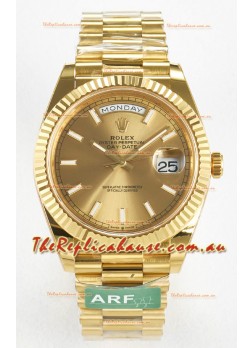 Rolex Day Date Super Clone 18K Yellow Gold Watch 40MM - Gold Dial 1:1 Mirror Quality