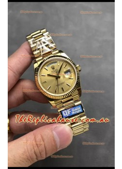 Rolex Day Date Super Clone Yellow Gold Case and Dial Stick Numerals Watch 36MM - 1:1 Mirror Quality