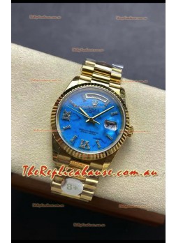 Rolex Day Date Turquoise Set 18K Yellow Gold Watch 36MM - 1:1 Mirror Replica Watch 
